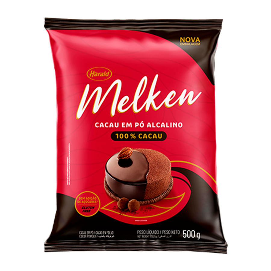 Cacau em Pó Alcalino Melken 100% (500g) - Harald